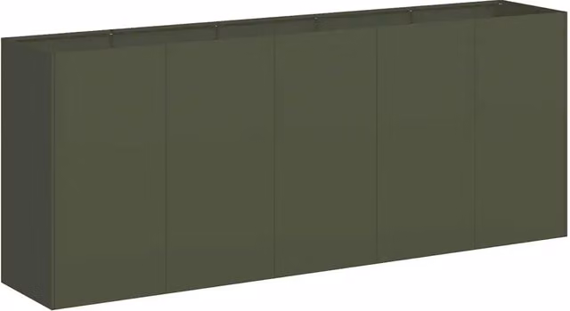 Fioriera | Cassetta per fiori | Vaso Verde Oliva 200x40x80 cm in Acciaio Laminato a Freddo