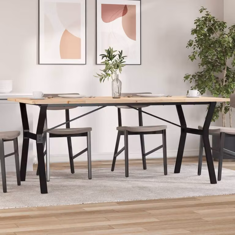 vidaXL Tavolo da Pranzo Rettangolare in Legno di Pino e Acciaio, Colore Marrone, L: 180 cm, P: 90 cm, H: 75,5 cm