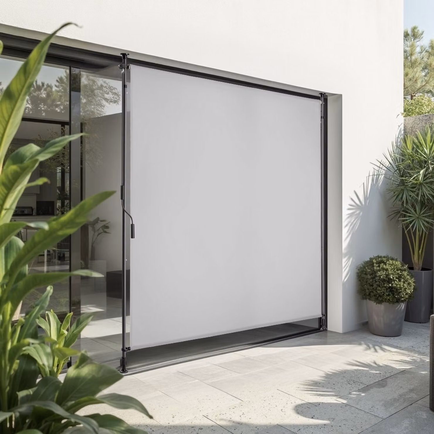 Tenda da sole tectake Taija con manovella manuale in poliestere e acciaio, grigio chiaro, L: 310 cm, H: 158 cm – 3