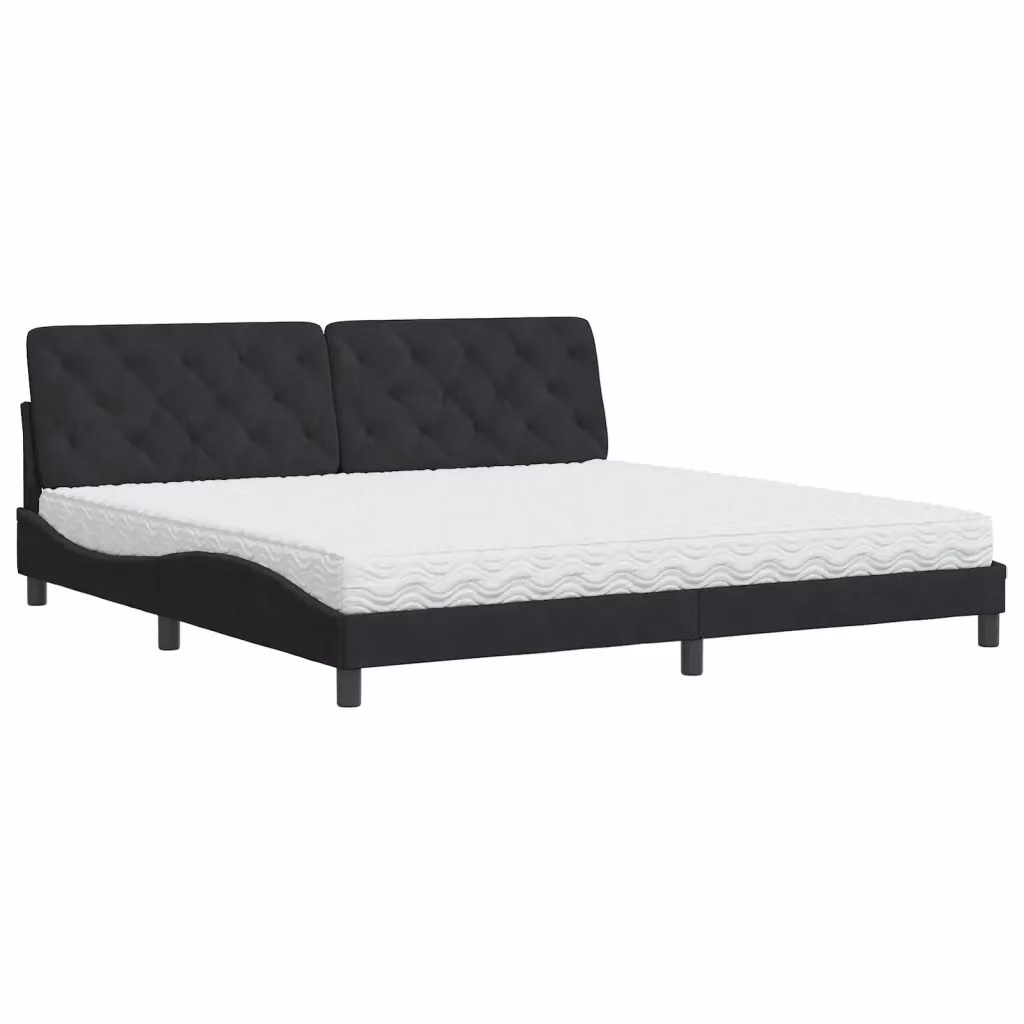 Letto matrimoniale moderno vidaXL in velluto nero con cassetti e materasso in schiuma L/P/H: 200 x 200 x 218 cm – 2