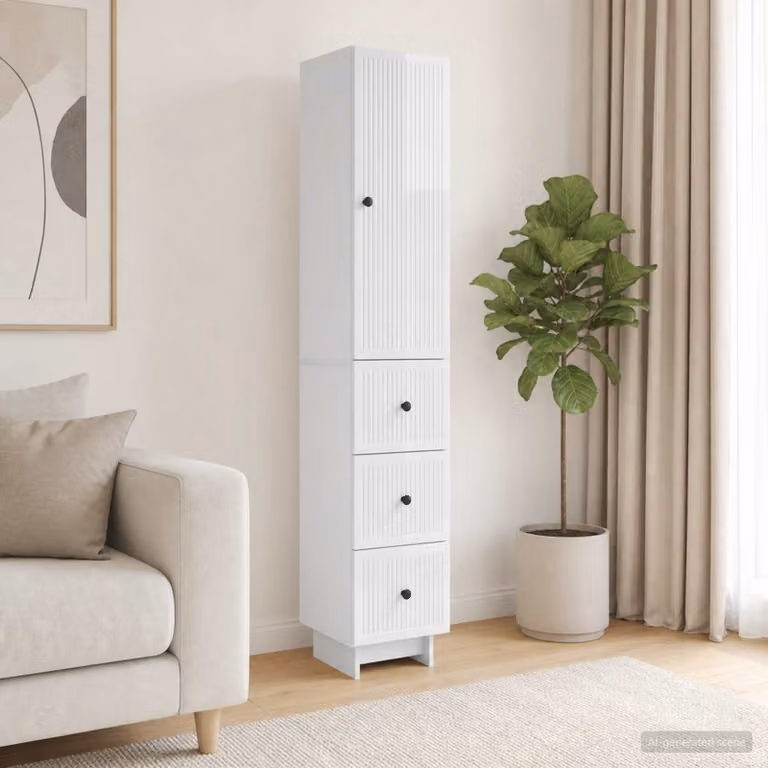 Set di 2 armadi a muro vidaXL bianchi in MDF con ante a battente e cassetti per soggiorno o camera da letto L/P/H: 90,0 x 34,5 x 33,0 cm