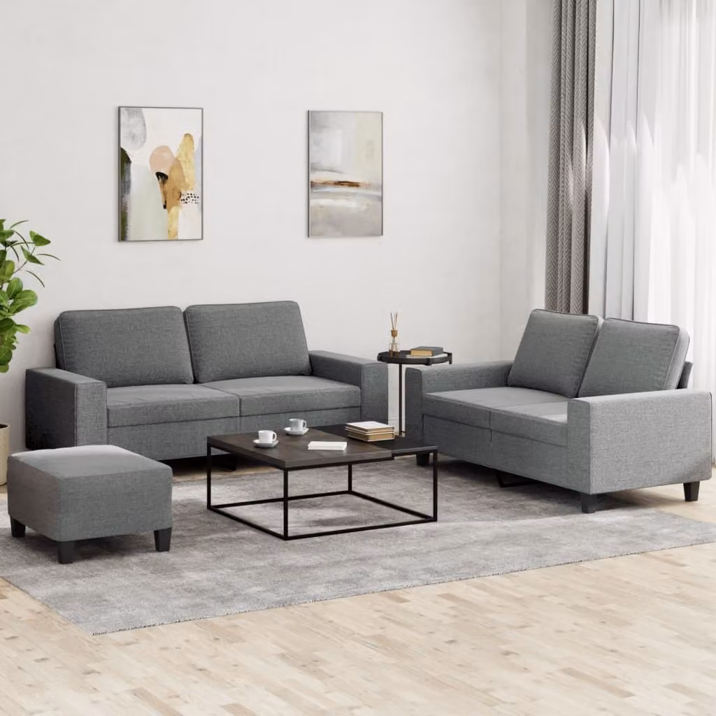 Maison Exclusive - Set divano 3 pezzi in tessuto grigio scuro