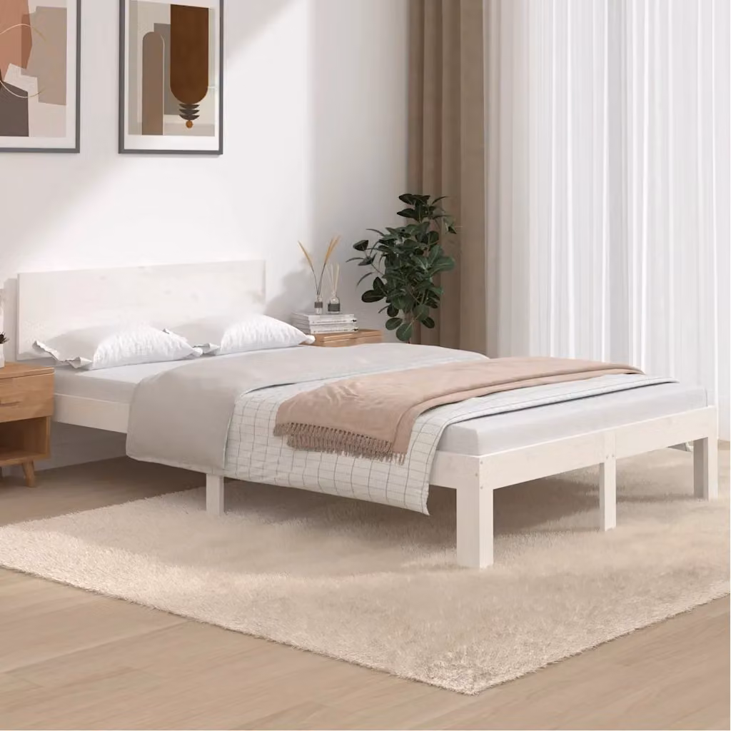 Giroletto vidaXL in legno massello di pino bianco con doghe fisse L/P: 120 x 200 cm
