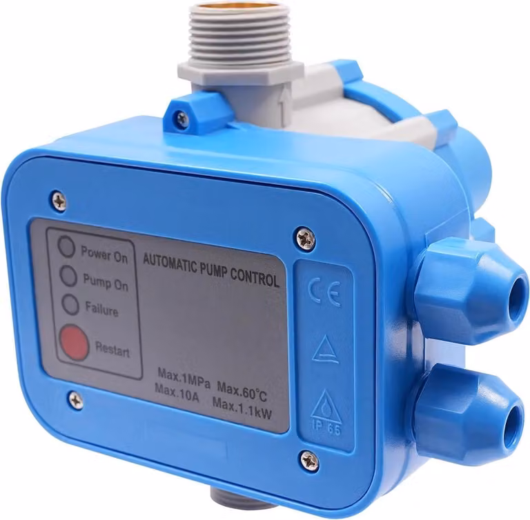 Regolatore di pressione automatico per pompa dell'acqua - Controllore pompa - 220-240 V - Pressione di avvio 1,5 bar - Pressione di esercizio 10 bar - Autoadescante - Blu