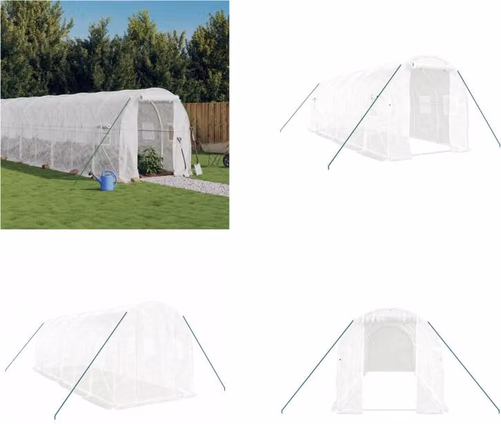 vidaXL Serra con telaio in acciaio bianco 12 m² 6x2x2 m - Serra - Serre - Polytunnel - Serra calpestabile