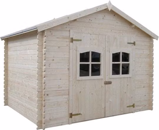 Casetta da giardino Ezooza LIVIGNO in legno beige con superficie di 9.5 m² e spessore pareti di 28 mm