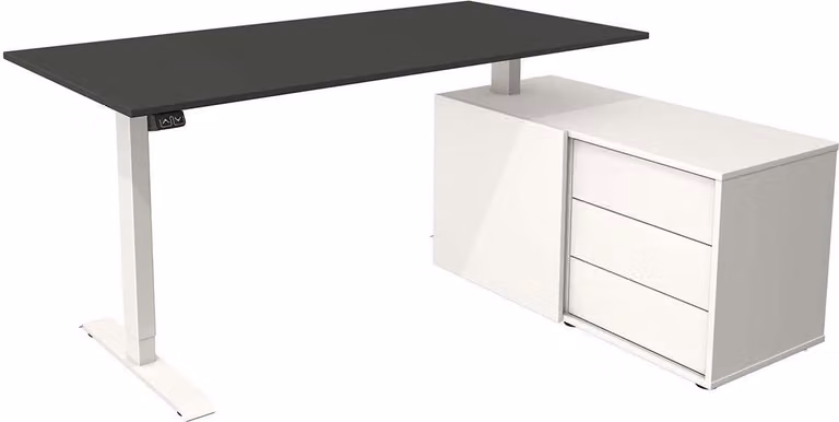 Scrivania Kerkmann con credenza MOVE 1, struttura bianco antracite