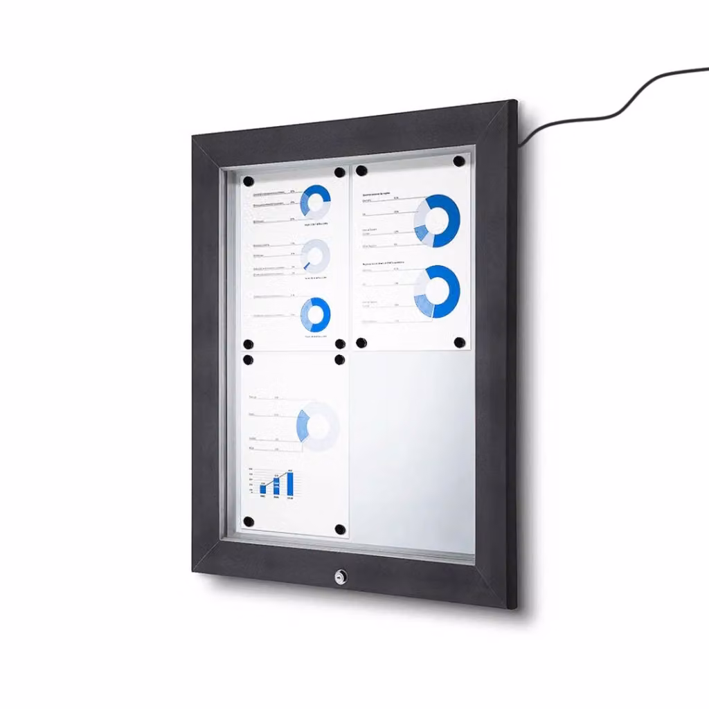 Bacheca da esterno con apertura a ribalta GIORDANOSHOP in alluminio con LED, L: 58,5 cm, H: 76 cm, P: 4,7 cm, Grigio Antracite o Bianco – 2
