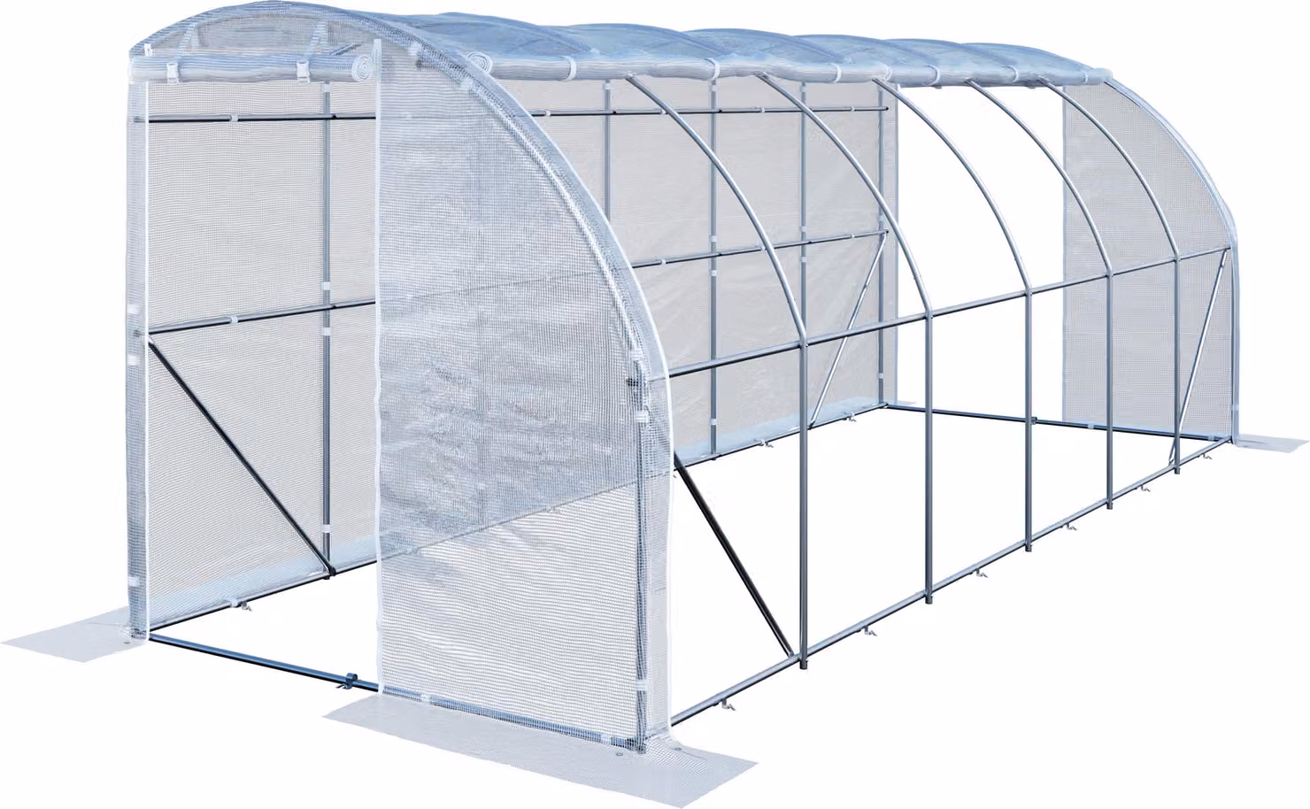 Serra Tunnel TOOLPORT con porta a battente, 2x3m telo in PE 180g/m² bianco trasparente