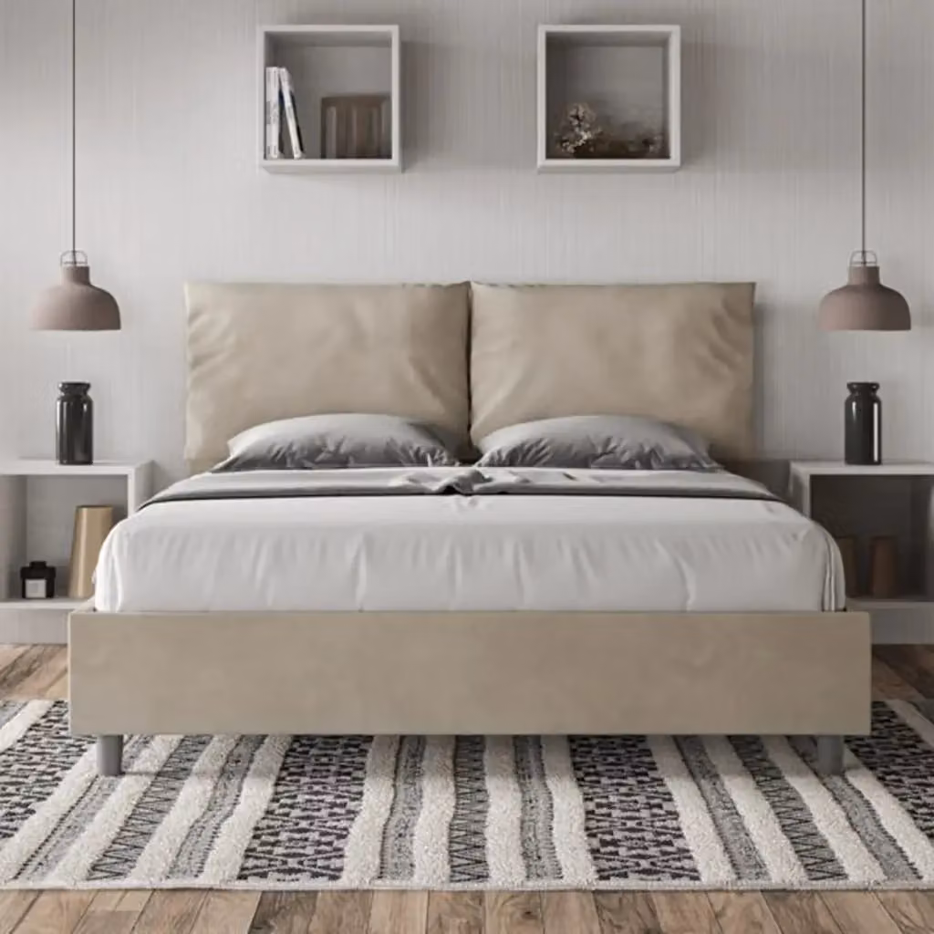 Letto matrimoniale contenitore Antea Ityhome imbottito in microfibra colore sabbia L/P/H: 160 x 200 x 110 cm – 2
