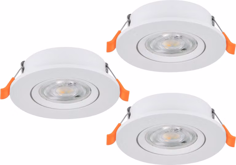 EGLO Set di 3 faretti LED da incasso Barranco, con interruttore a levetta, orientabili, luce bianco caldo - bianco freddo, inclusi lampadine GU10, diametro 9 cm