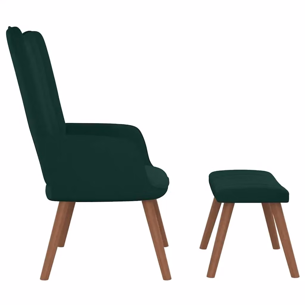 Poltrona Relax con Poggiapiedi vidaXL in Velluto Verde con Struttura in Legno e Metallo – 2