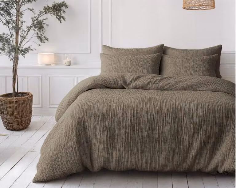 Sleeptime, coperta in mussola color taupe, dimensioni 200 x 200 cm, inclusi federe