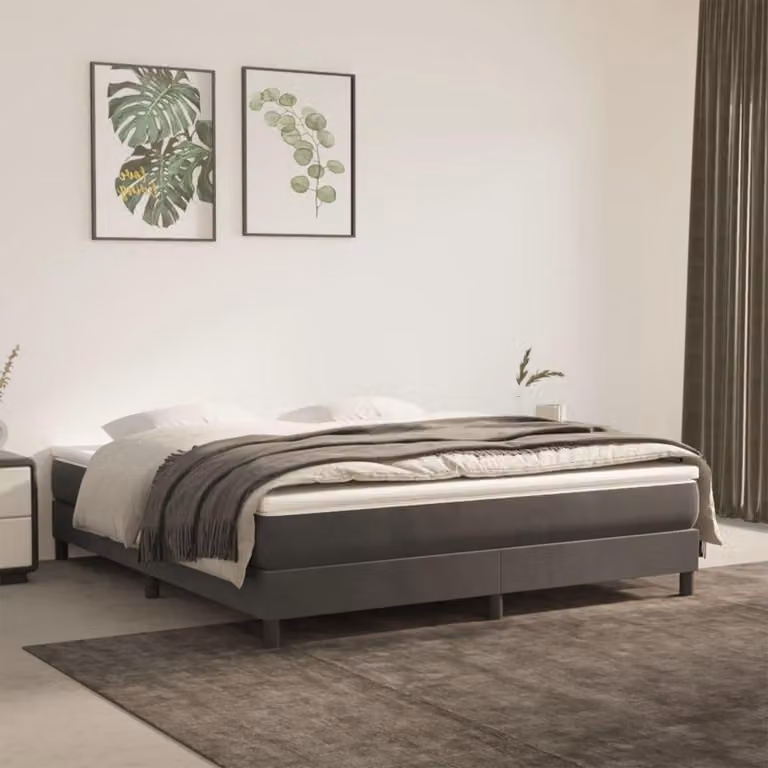 Materasso a molle insacchettate, supporto medio, rivestito in velluto grigio scuro, dimensioni 183x213x20 cm