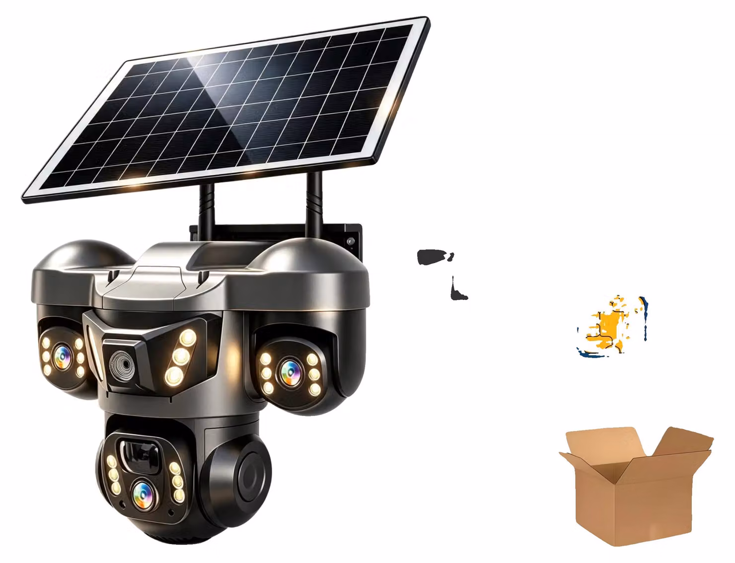 Telecamera di sicurezza, alimentata a energia solare, con visuale a 360 gradi, fotocamera 4G con scheda di memoria da 128G