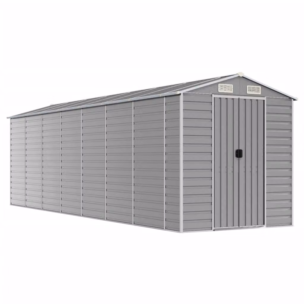 Casetta da giardino grigio chiaro 191x640x198 cm in acciaio zincato