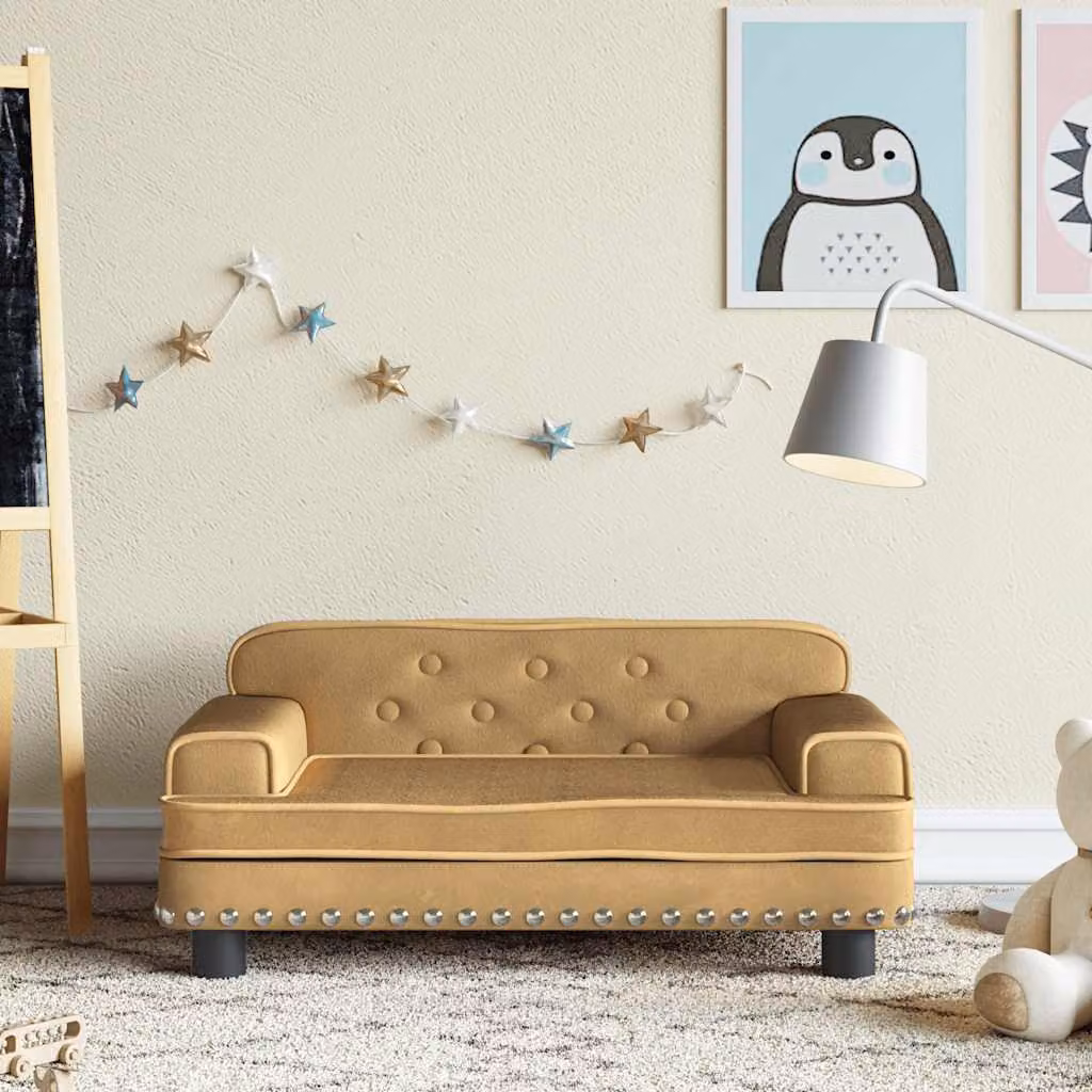 vidaXL Divano per Bambini in Velluto Marrone L: 70 cm, P: 45 cm, H: 30 cm
