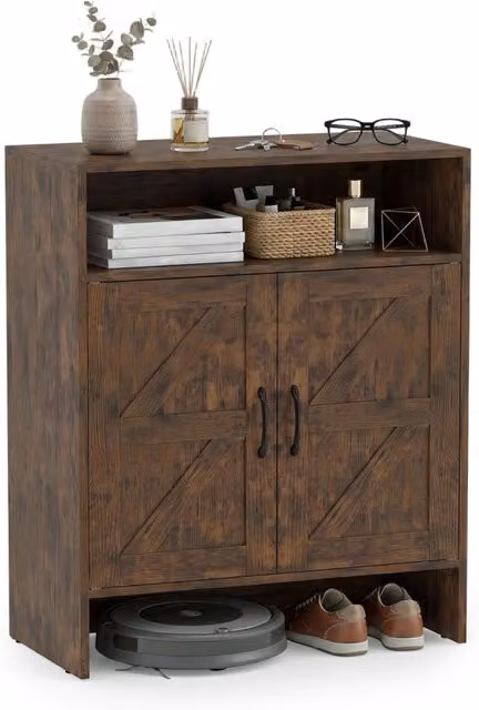 Scarpiera salvaspazio DESIGN IN con ripiani regolabili e scomparto aperto, mobile porta scarpe in legno marrone opaco per ingresso e soggiorno