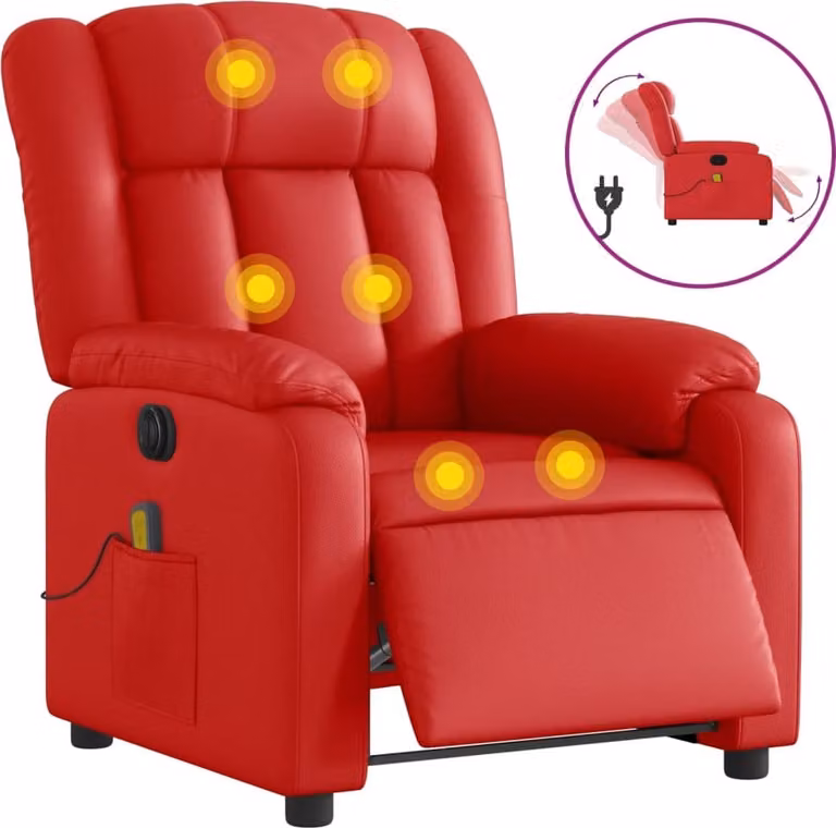Sedia da massaggio elettrica in Pelle finta rossa