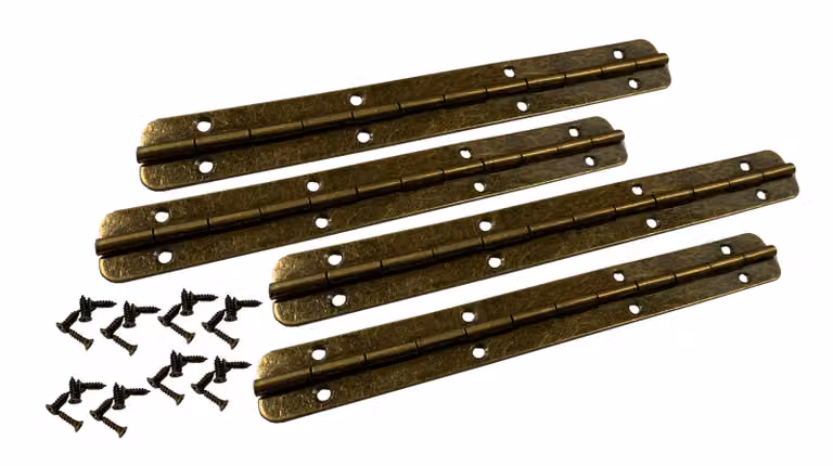 Set di 4 cerniere per pianoforte (bronzo, 175x17x1,2 mm, viti incluse)