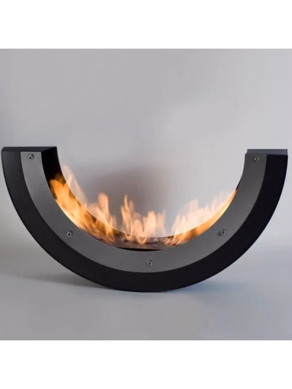 Biocamino da pavimento freestanding Outinfire Erta U, colore Nero/Inox, L/P/H: 80 x 40 x 20 cm – 2