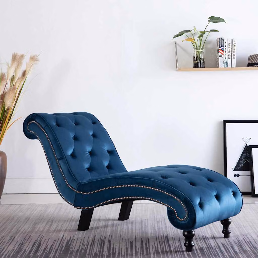 Sedia a Sdraio vidaXL in Velluto Blu per Adulti