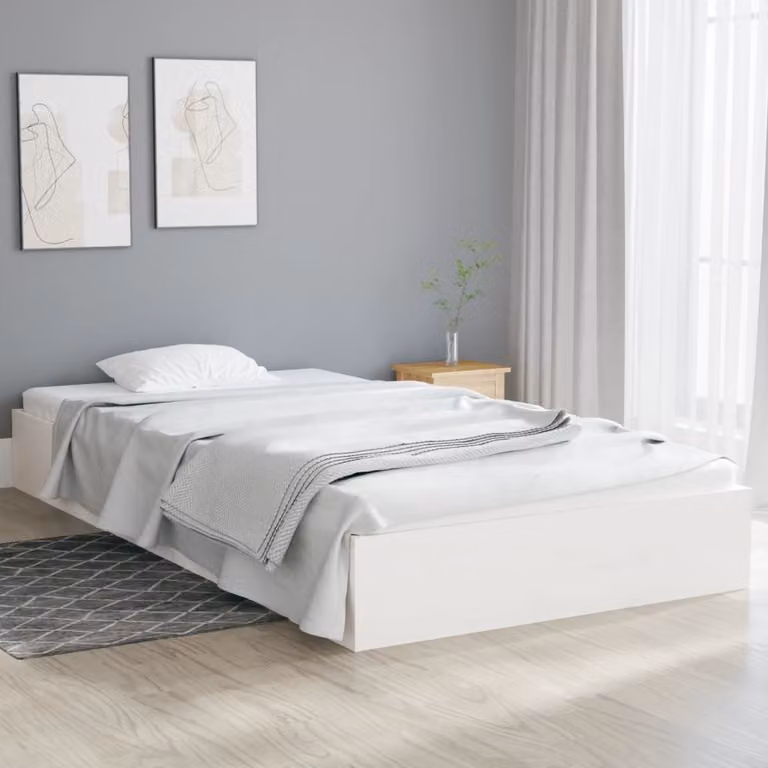 The Living Store Letto in legno massiccio bianco 100x200 cm