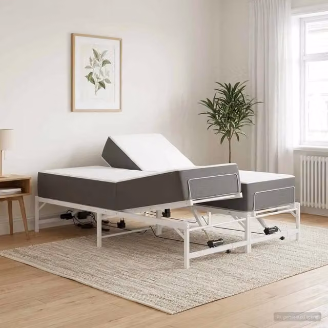 Telaio Letto Elettrico Regolabile Bianco 137 x 190 cm Acciaio 3438630