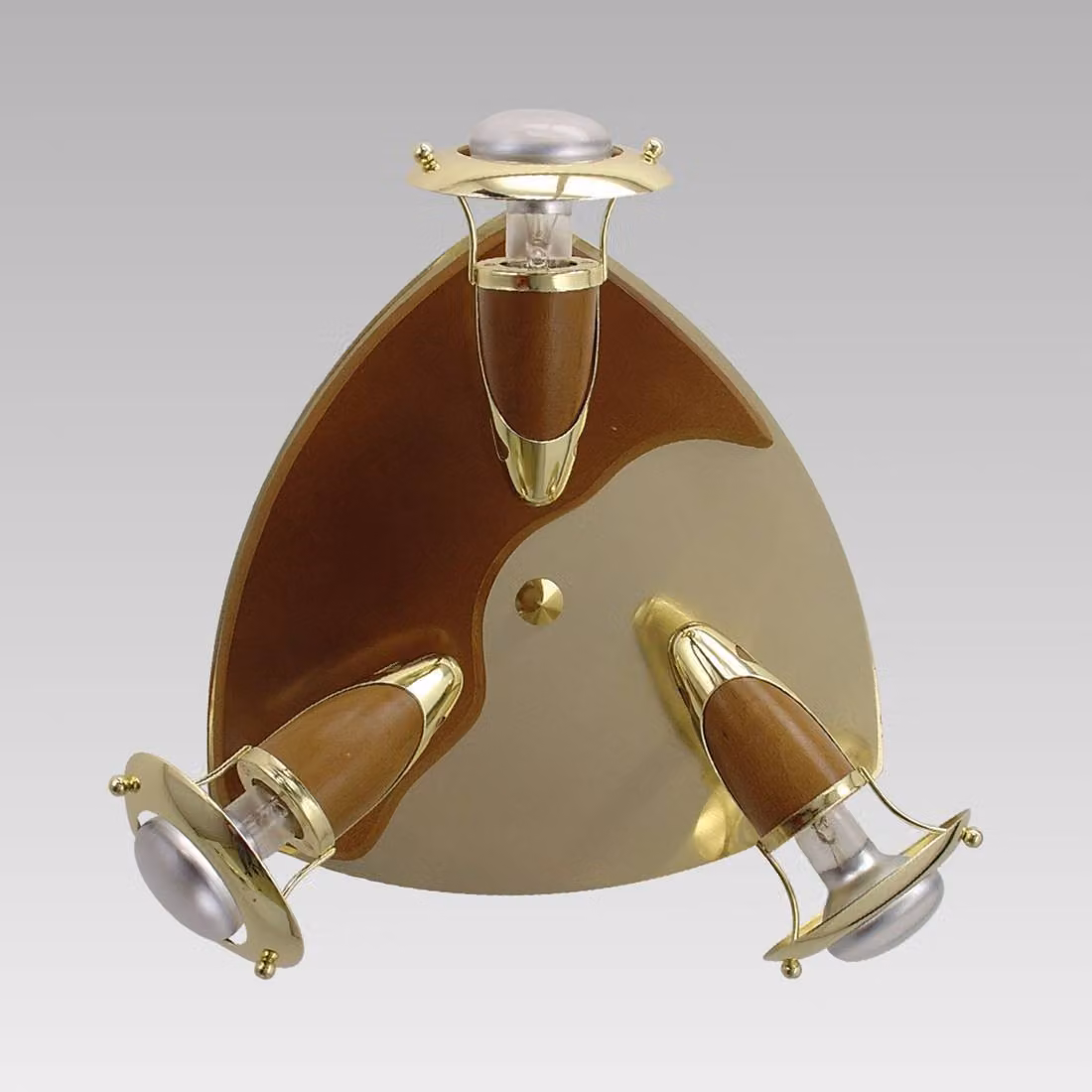 Plafoniera ZEUS 3xE14/R50/40W, ottone satinato/legno scuro L: 260, L: 130, H: 260, attacco E14/R50, dimmerabile