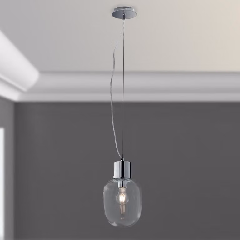Lampada a sospensione FELLINI Lampada a sospensione Lampada da soffitto cromata Vetro 1x E27