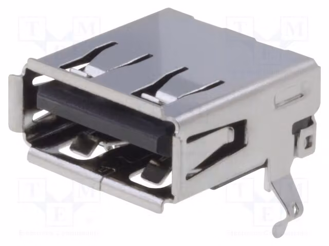 2 connettori a 90° con porta USB A, USB 2.0, per montaggio su circuito stampato, placcati in oro, compatibili con USB-A-S-RA e IEEE1394