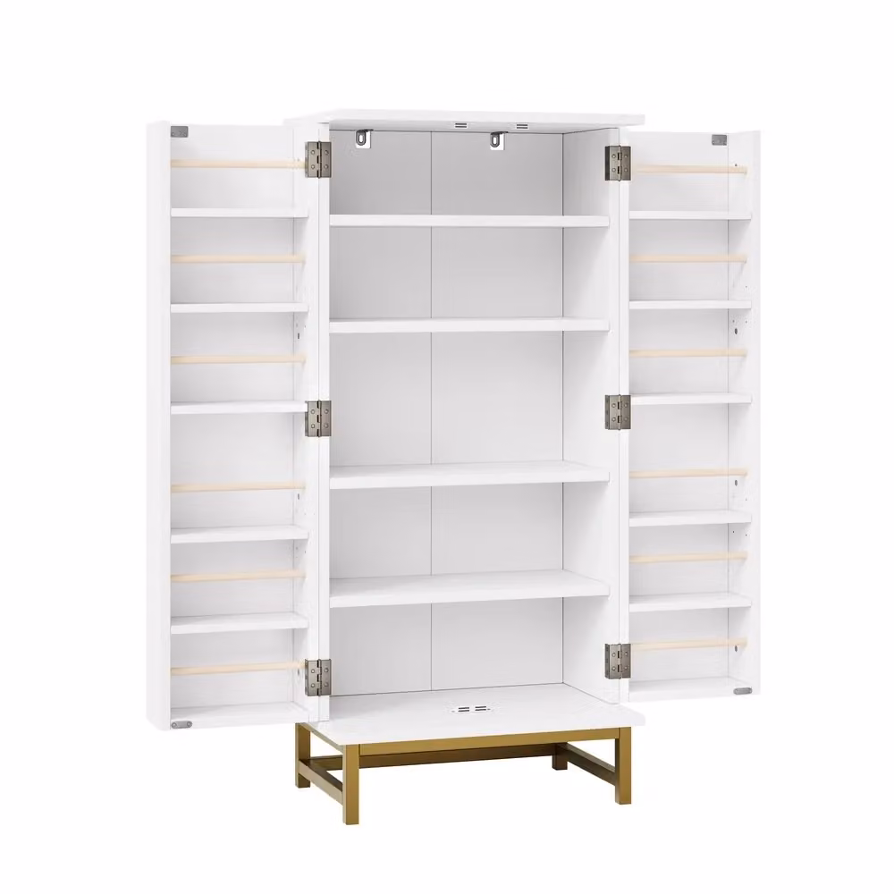 Credenza salvaspazio Minimal con ripiani regolabili in bianco e oro – 2