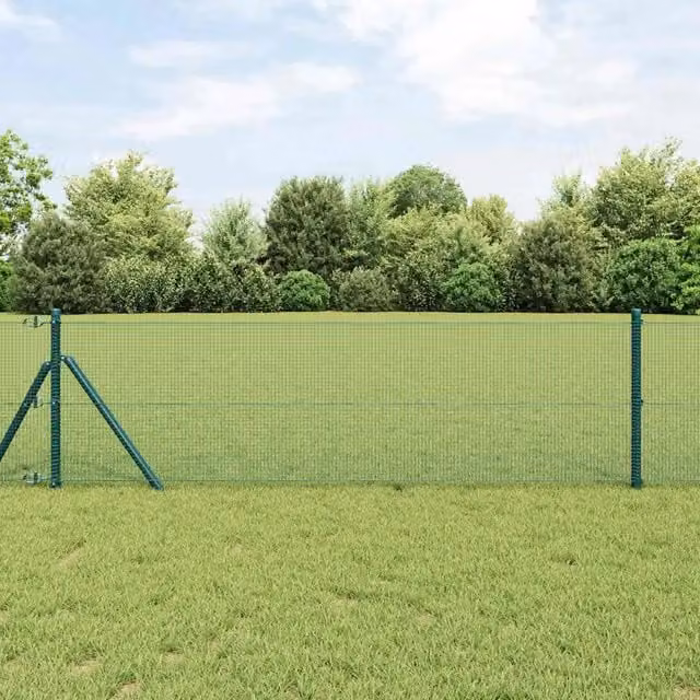 Recinzione a rete saldata vidaXL da fissare a terra in acciaio e PVC, Verde, L: 100 cm, H: 50 cm, P: 12 cm – 1