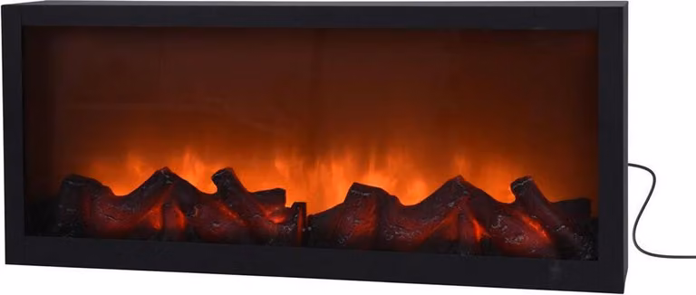 Caminetto elettrico Vilde | caminetto a fuoco con effetto fiamma LED elettrico in metallo nero 57x25 cm