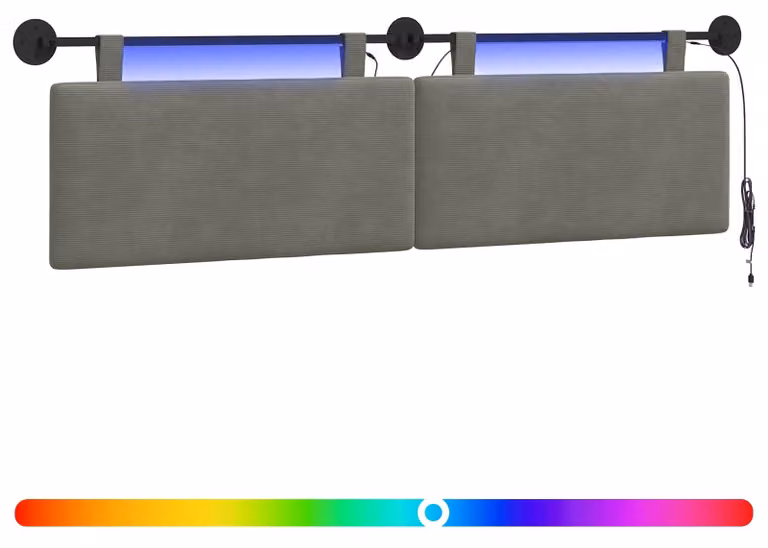 Testiera sospesa Con luce LED Grigio Chiaro Tessuto in Cords