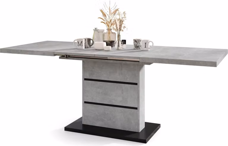 Tavolino All4All modello Pino, tavolino da soggiorno, tavolino da caffè, tavolo con piano aggiuntivo, tavolino di servizio, struttura in metallo, dimensioni 120x80 cm, colore: grigio chiaro (effetto cemento) e nero
