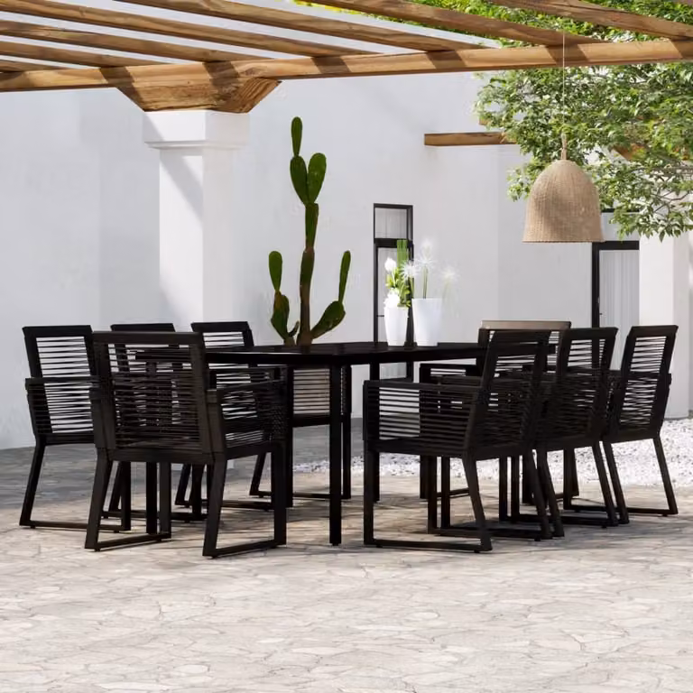 Maison Exclusive - Set da pranzo da giardino 9 pezzi nero