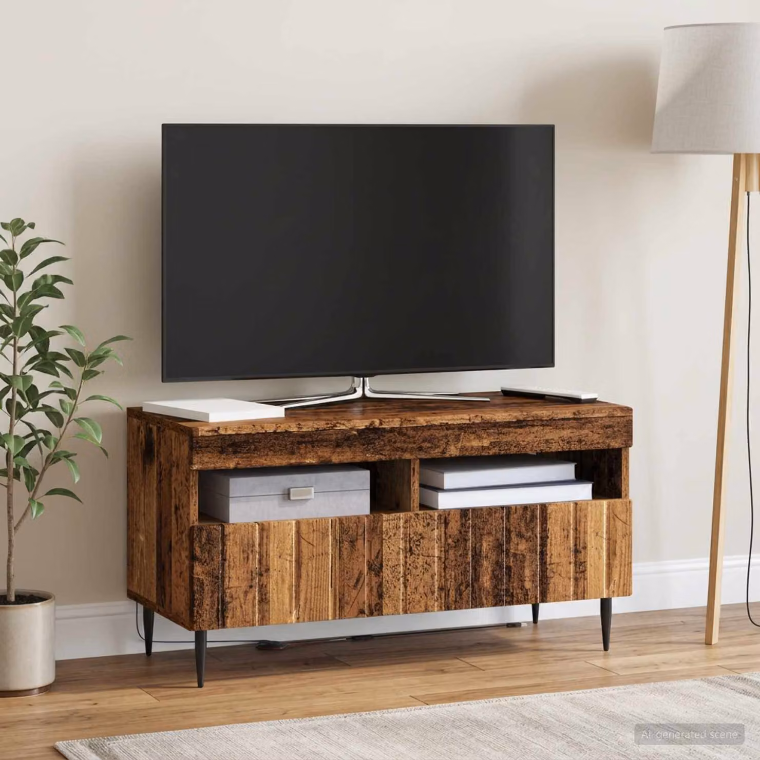 Mobile TV LED vidaXL ZWOLLE in legno marrone, L 81 cm x P 35 cm x H 43 cm