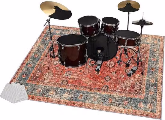 Tappetino per percussioni con isolamento acustico - A tre strati - Stabile - 120 x 100 cm - Nero