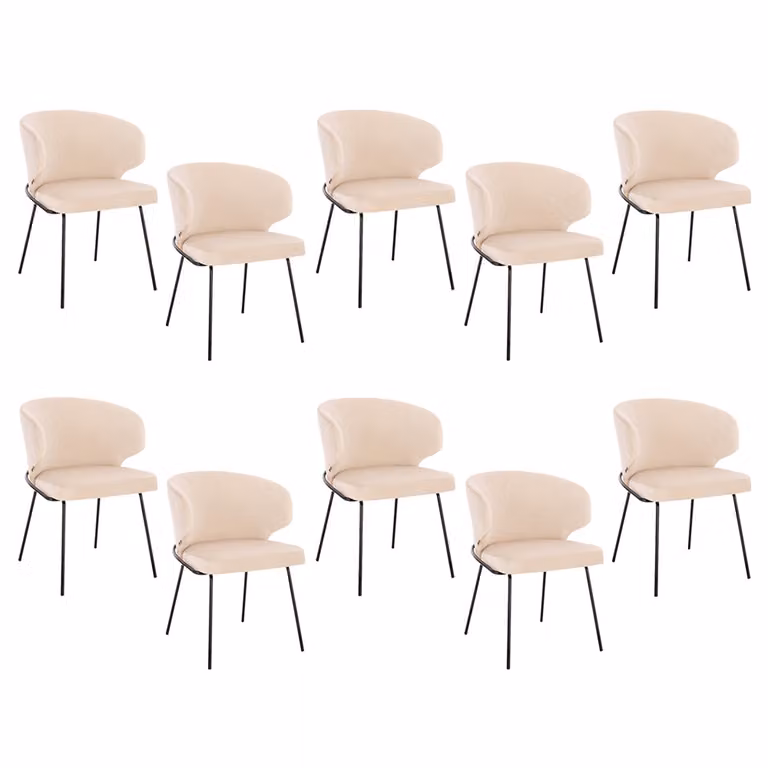 Home Deluxe - Sedia imbottita AMARA- 10 pezzi, colore: beige velluto - imbottitura morbida, carico massimo 120 kg I Sedia da cucina Sedie da pranzo Sedie da pranzo
