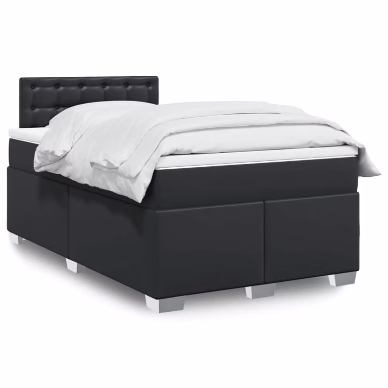 vidaXL Giroletto a Molle con Materasso Nero in Similpelle L: 120 cm, P: 190 cm