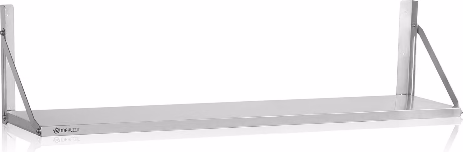 Mensola da parete in acciaio inox Mahlzeit, 120 x 30 cm, argento, mensola pieghevole, mensola da cucina, mensola da parete