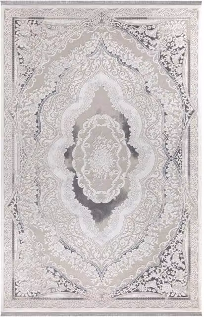 Tappeto Asya CR60 fondo grigio e decoro orientale bianco 160x230