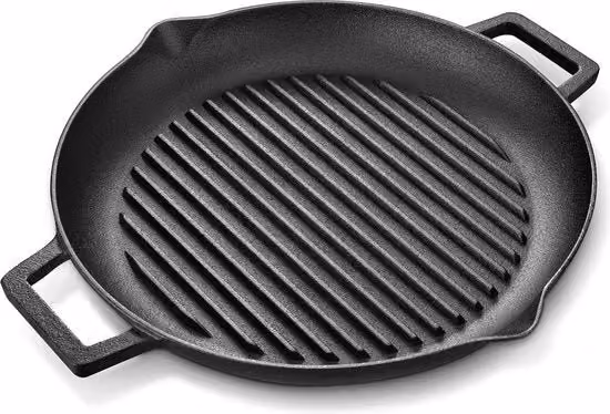 Piatto da griglia in ghisa Velaze nero per barbecue a gas o legna L: 38,5 cm x P: 31 cm