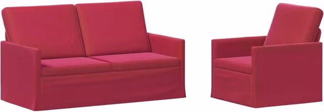 Set di 2 divani moderni vidaXL in velluto rosso con struttura in metallo