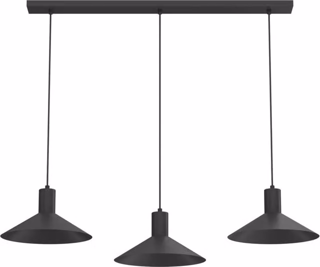 Lampada sospesa Nox moderna in metallo nero con 3 faretti GU10 regolabili