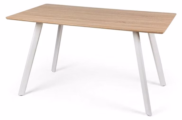 Tavolo da Pranzo Fisso Moderno Legno Naturale Bianco Cucina 140x80x75cm