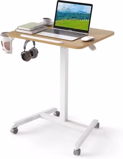 Tavolo pieghevole per laptop Design Mania con piano inclinabile e regolabile in altezza, disponibile in beige o bianco