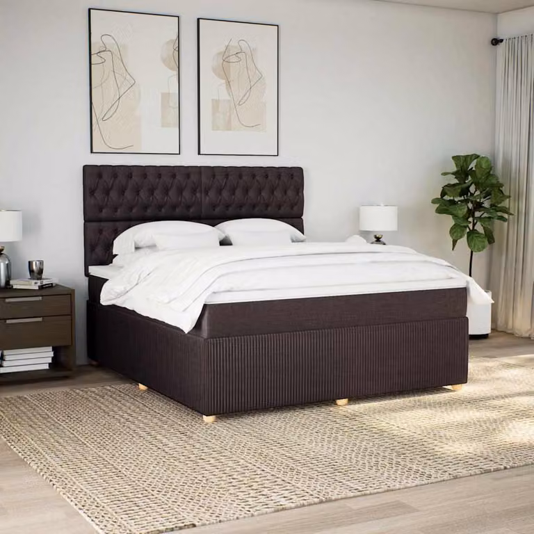 Letto Ibrido vidaXL con Materasso a Molle e Struttura Imbottita Marrone e Bianco L: 180 cm, P: 200 cm