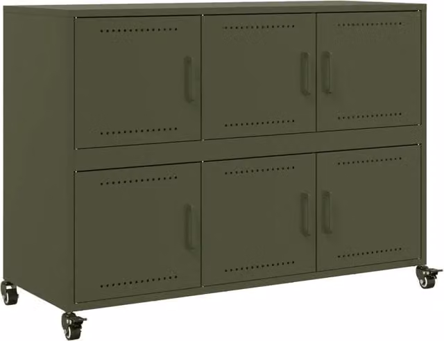 Credenza | Madia | Buffet da pranzo | Armadio da pranzo Verde Oliva 100,5x39x72 cm in Acciaio